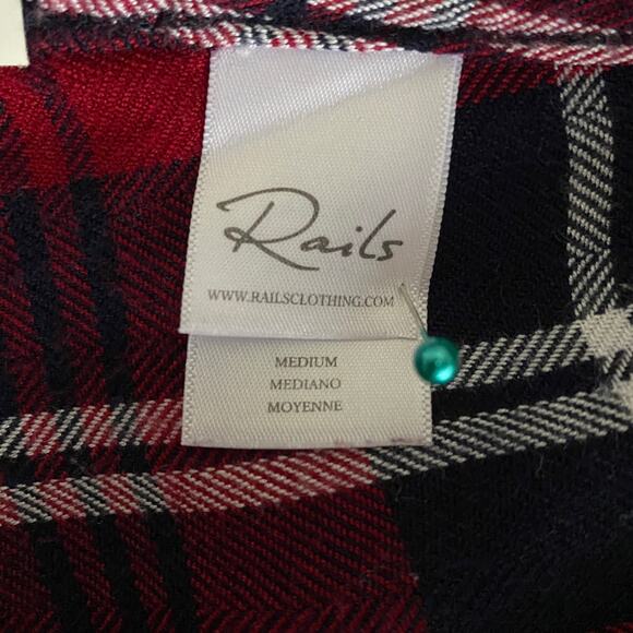 Rails Hunter Plaid Flannel Shirt S/M Cherry Red Navy White Button Long Sleeve - Picture 11 of 13